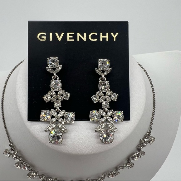 Givenchy Signed Crystal Necklace & Earring Set – Silver Tone - Picture 2 of 11